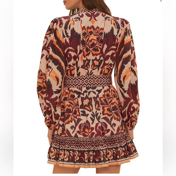 NWT FARM Rio Toucans Scarf Belted Mini Dress Women Size M - Picture 2 of 12